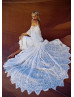 Cold Shoulder Ivory Lace V Back Bohemian Wedding Dress